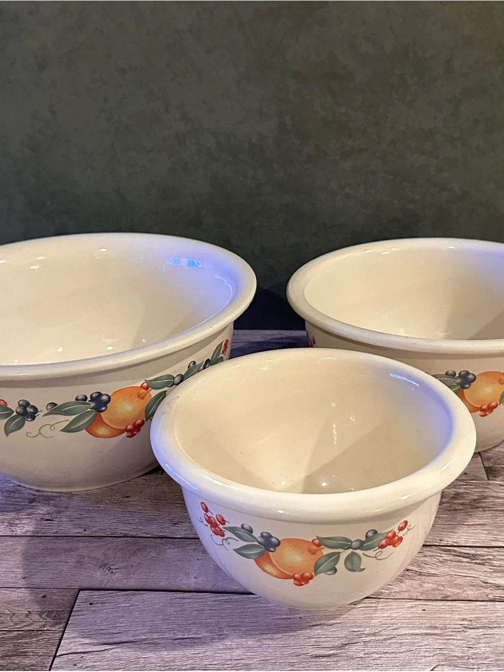 Corelle Coordinates Abundance Stoneware Nesting Mixing Bowls Set of 3 - Vintage